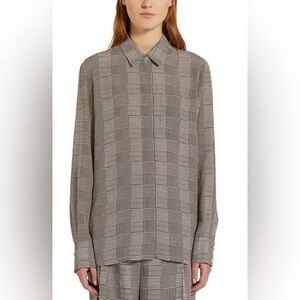 Marella Lava Silk Shirt in Houndstooth Pattern Size 6 NWT